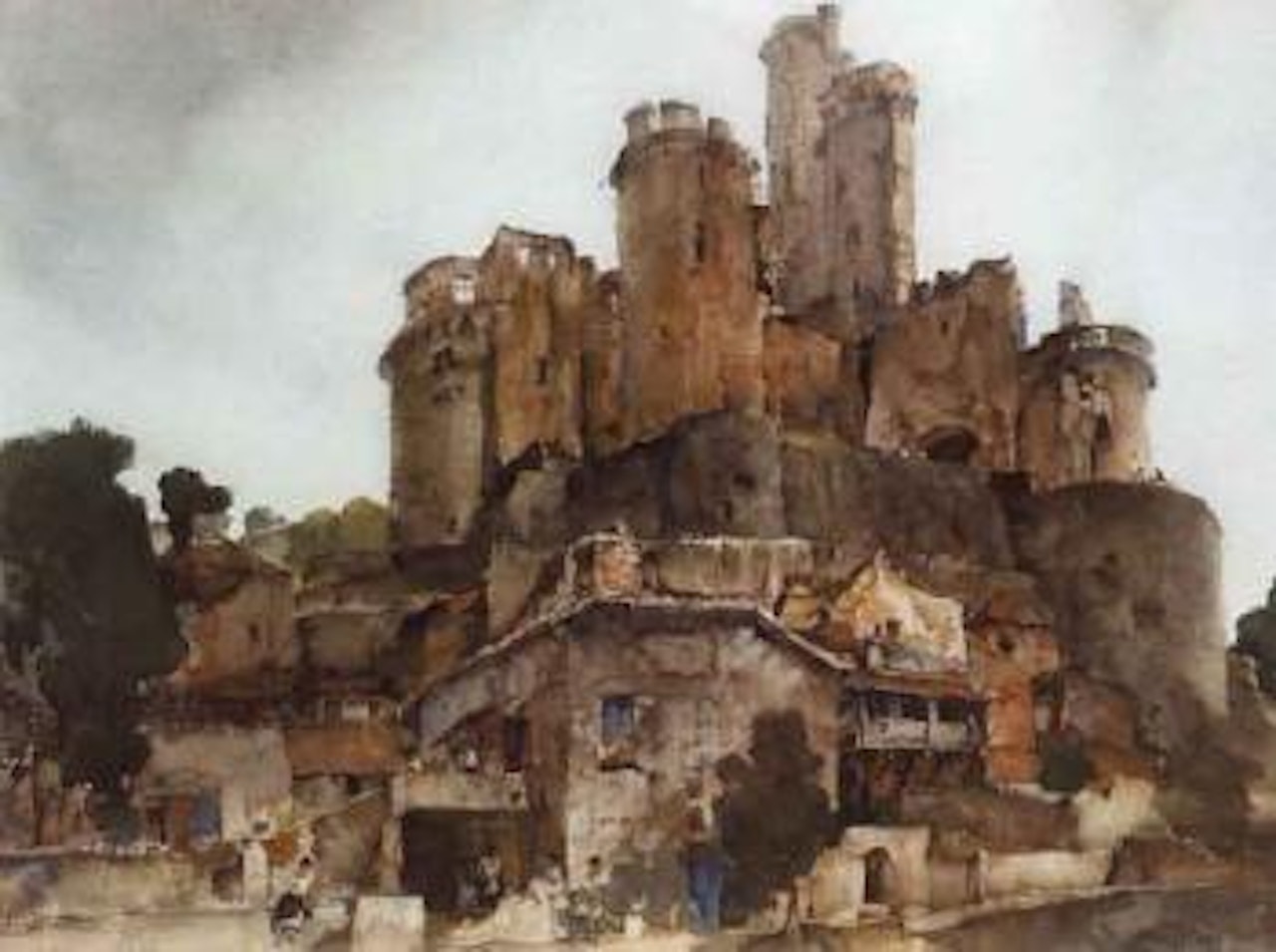 The castle of Bonaguil, Dordogne, France by William Russell Flint