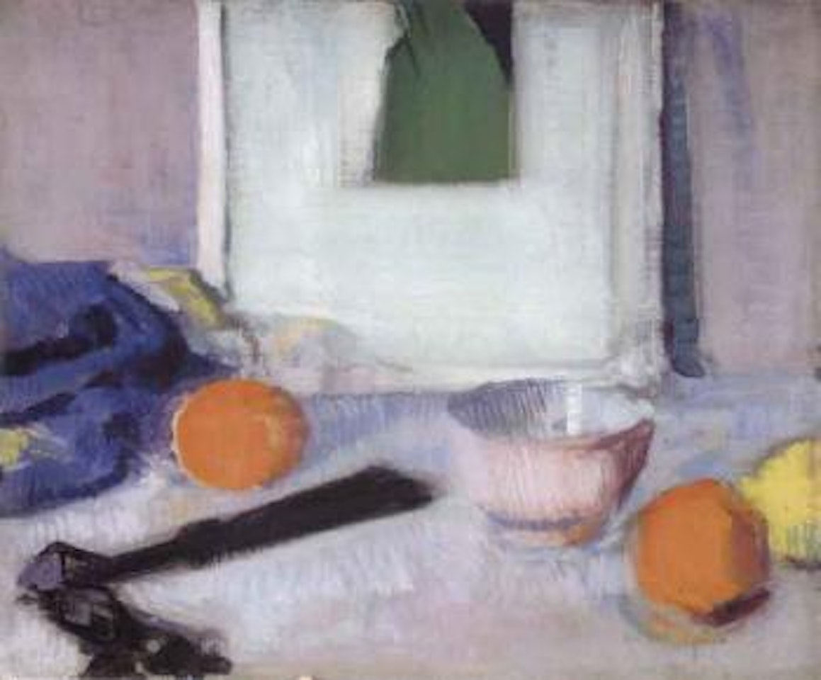Still life of picture, fruit and fan by Francis Campbell Boileau Cadell