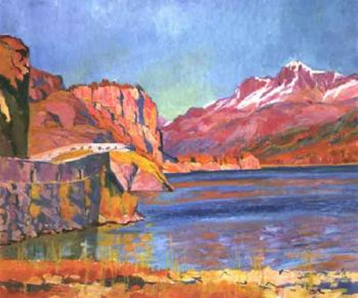 Lake Silser with the Corvatsch in background by Giovanni Giacometti