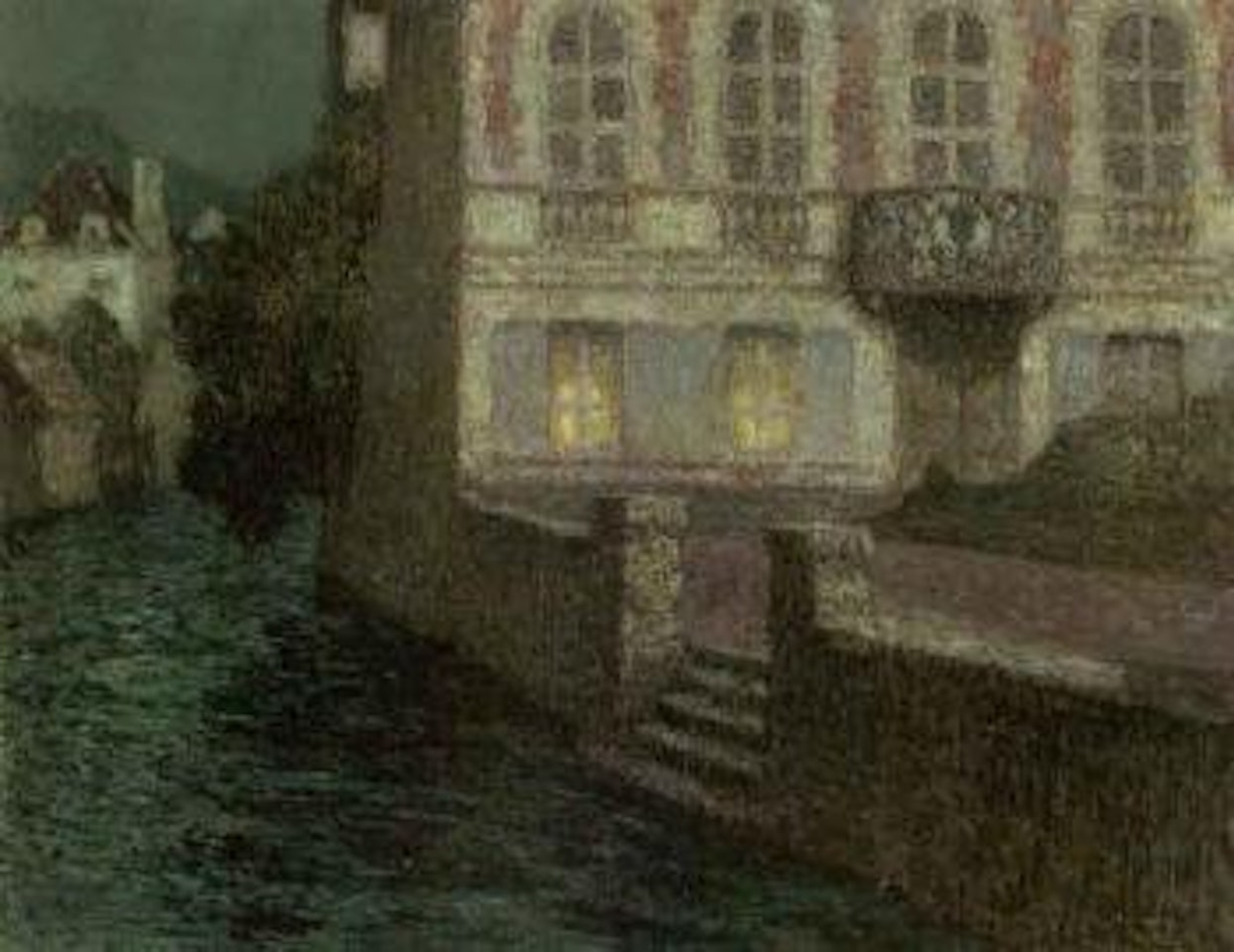 Maison sur la riviere au claire de lune by Henri Le Sidaner