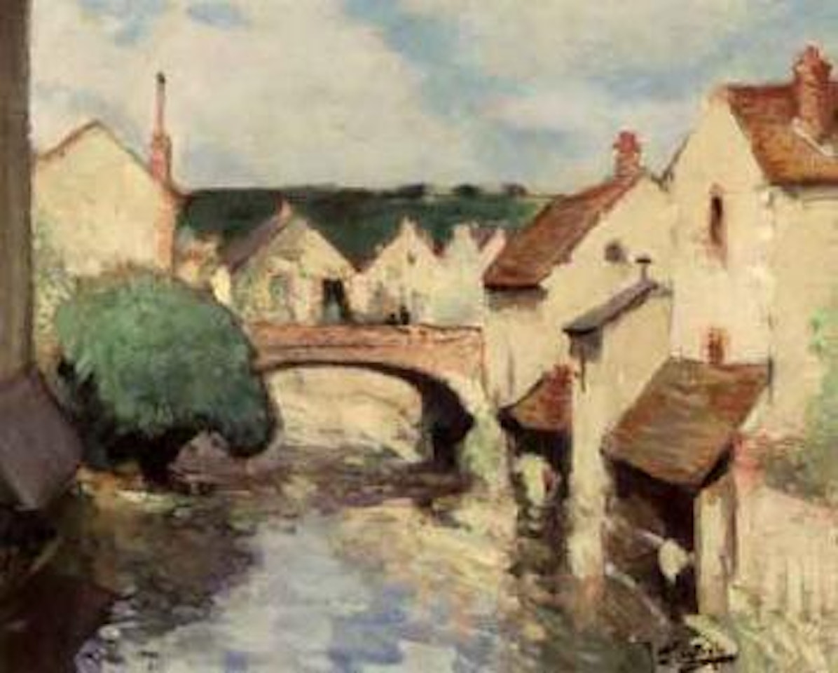 Lavoirs au bord de la riviere by Pierre Eugène Montezin