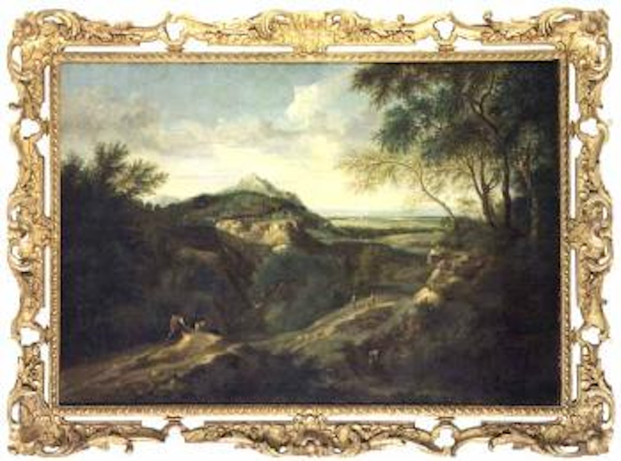 Italian landscape with travellers by Italian School