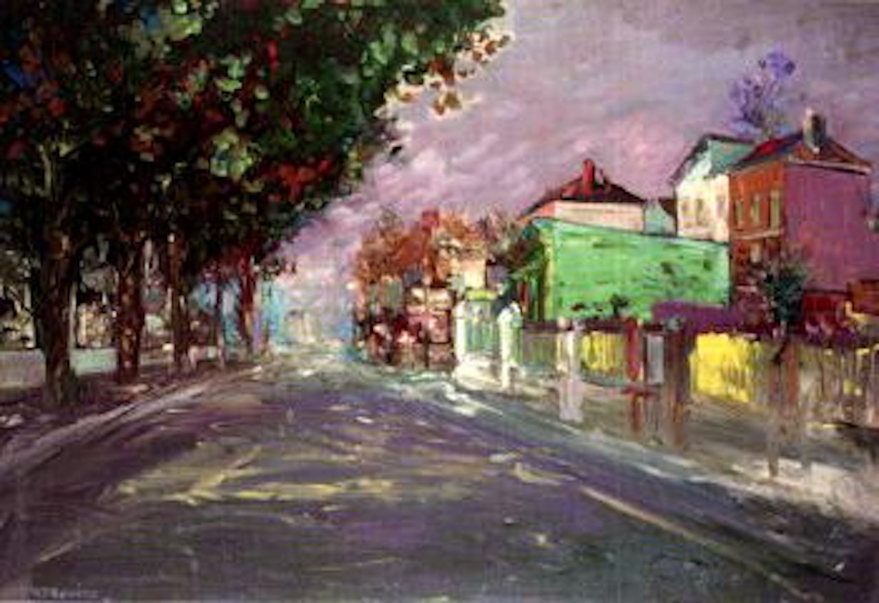 Street scene in the suburbs of Paris by Konstantin Alekseevich Korovin