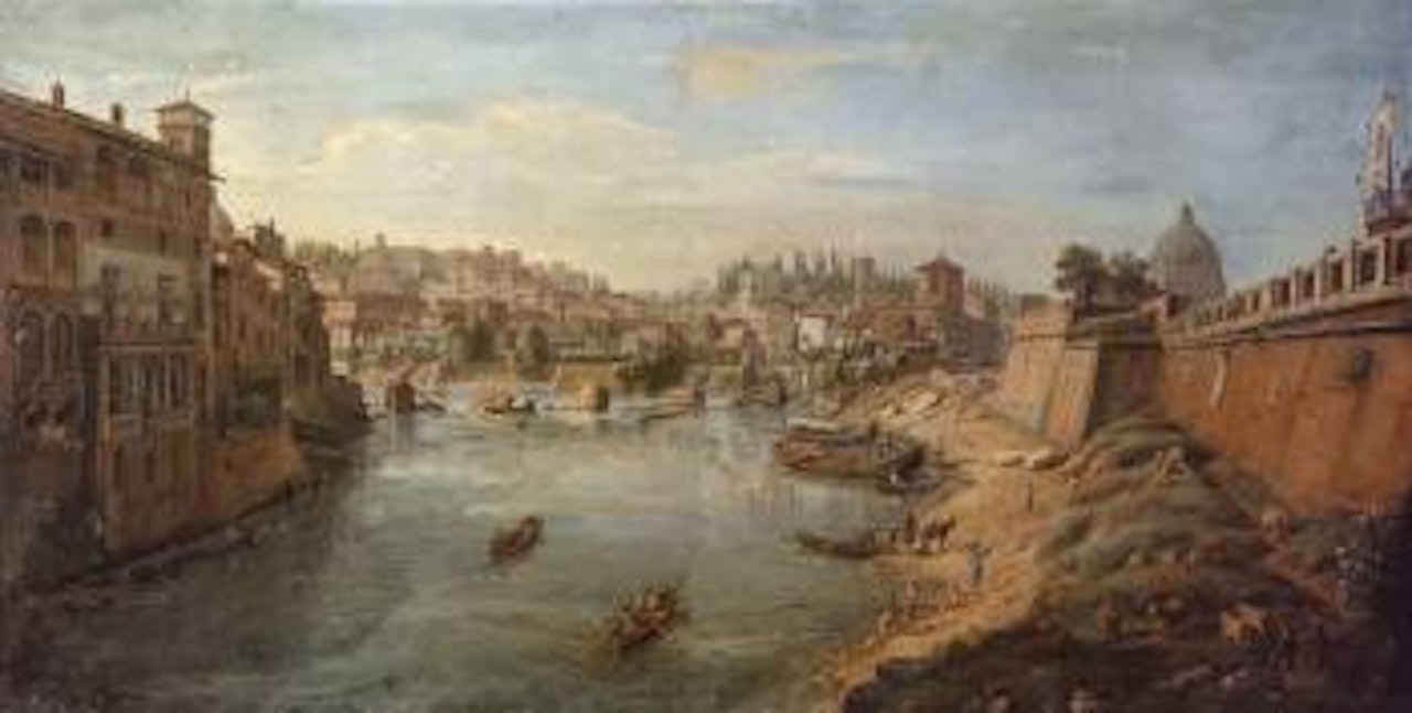 Tiber beneath the bastions of the Castel Sant'Angelo, Rome by Gaspar van Wittel