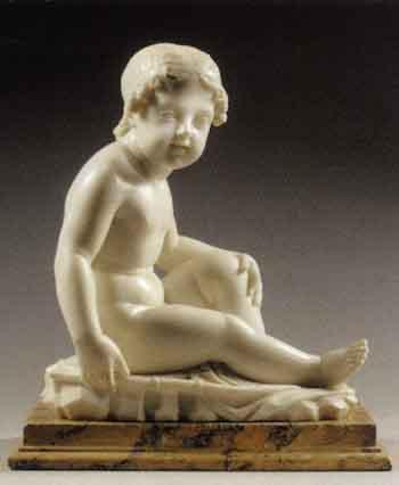 Cupid seated holding his bow by Italian School