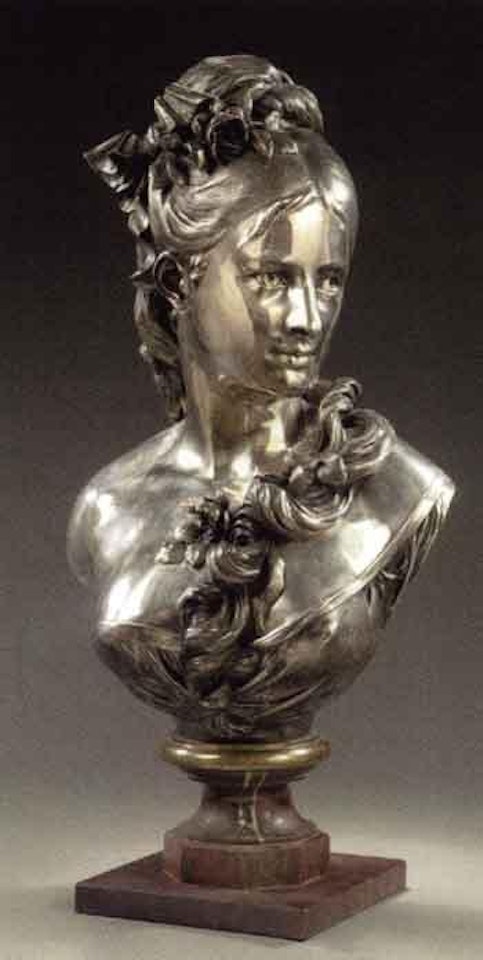 Bust of a woman with roses in her hair by Albert-Ernest Carrier-Belleuse