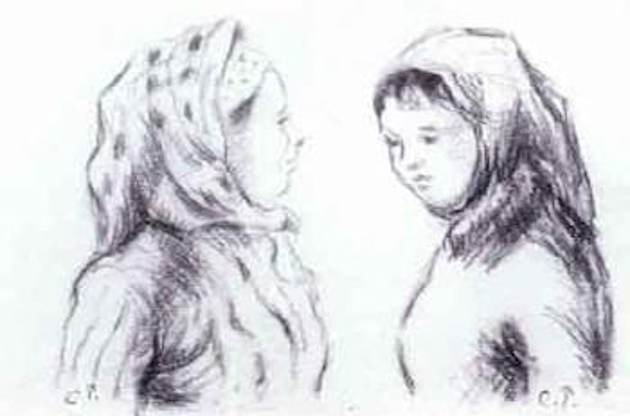 Etude de deux paysannes en buste by Camille Pissarro