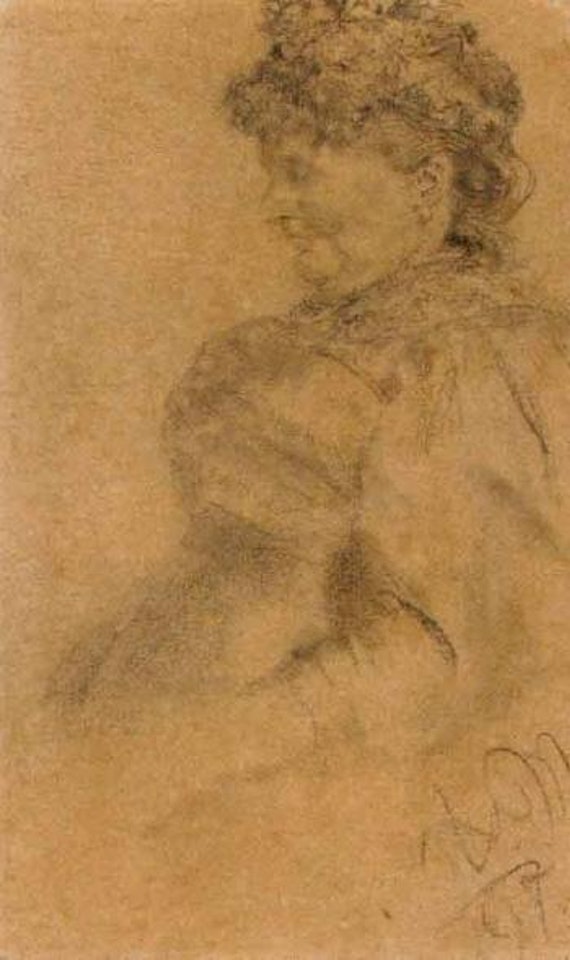 Old woman seated by Adolph Menzel