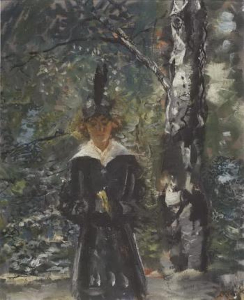 Woman by birch tree by Christian Krohg