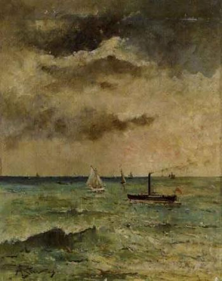 Vapeur et voilier avant l'orage by Alfred Stevens