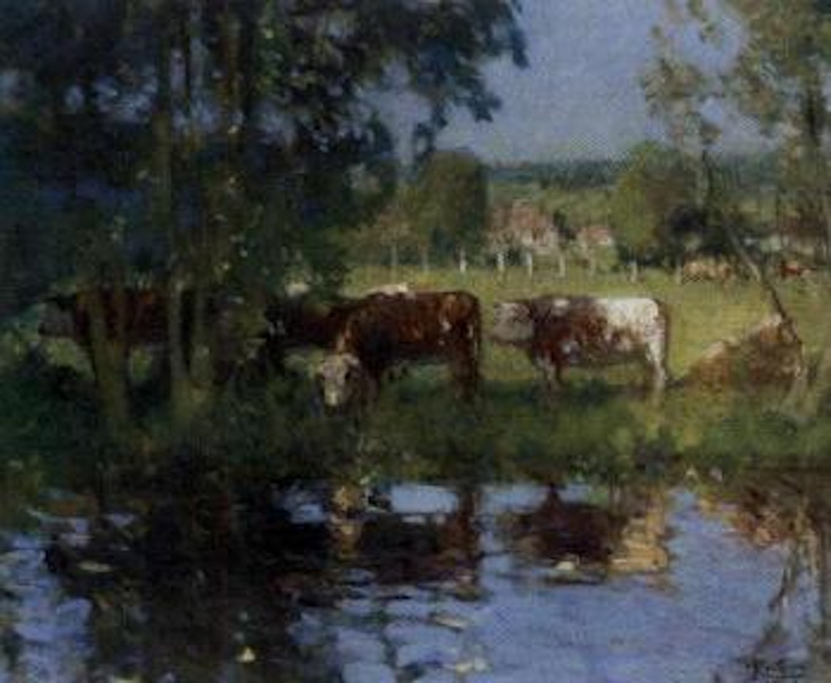 L'ombre, animaux au bord de l'Avre by Pierre Eugène Montezin