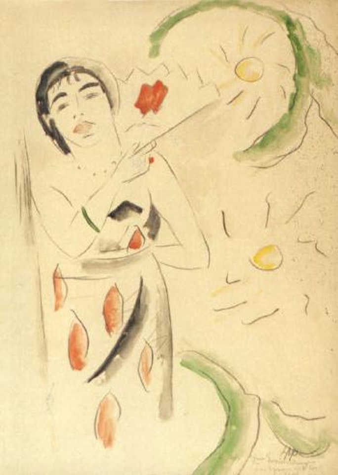 Stehende Frau mit Facher by Max Pechstein