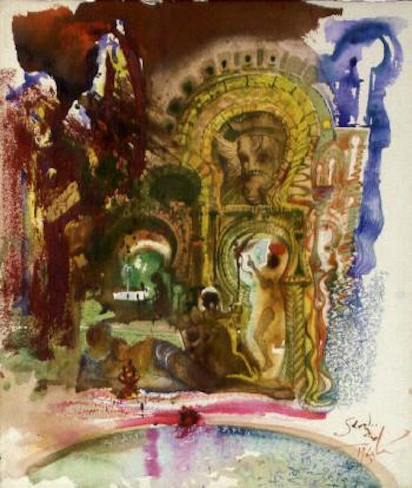 Scene dans un patio du harem by Salvador Dali
