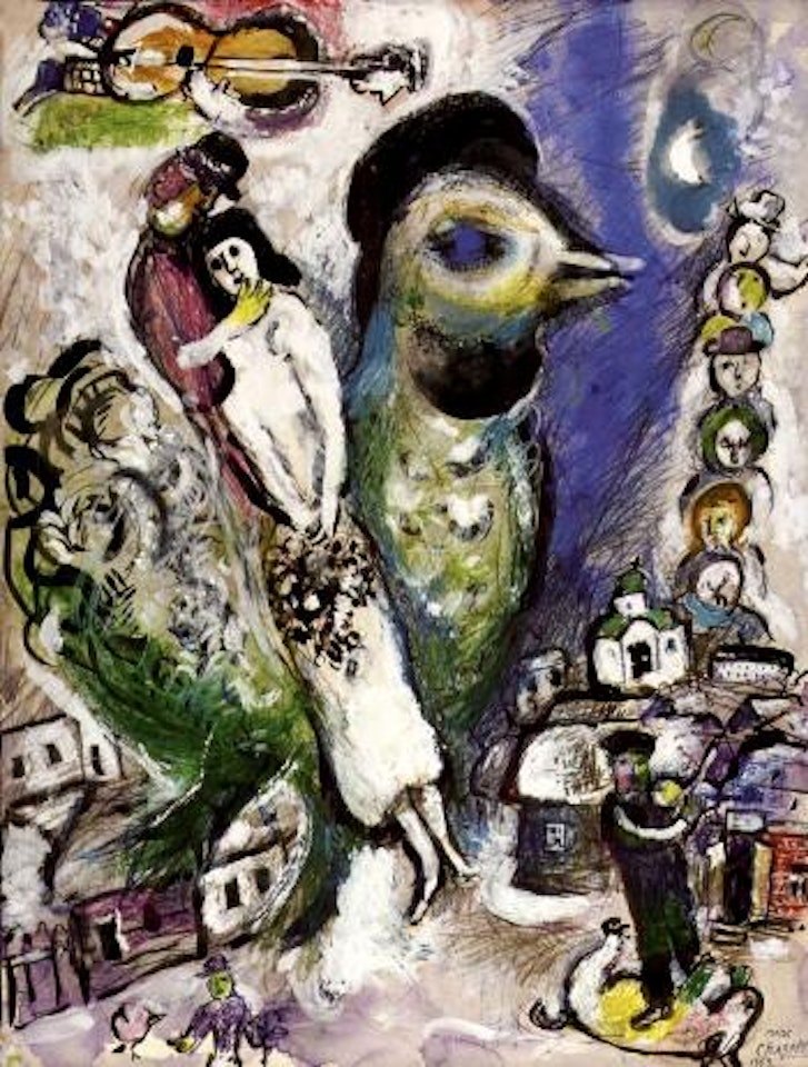 Amoureux au-dessus de la ville by Marc Chagall