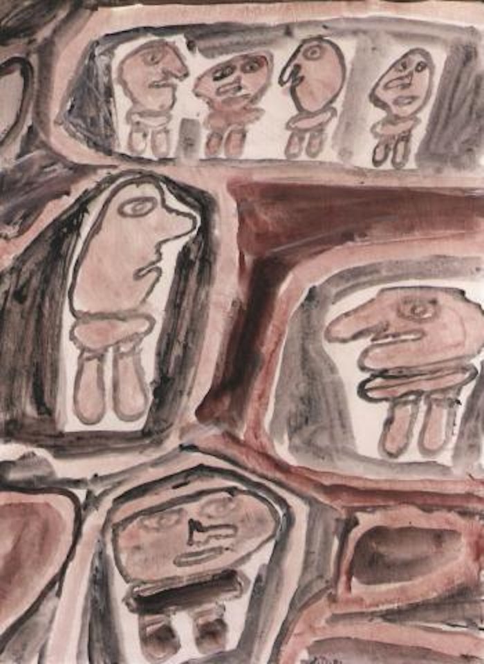 Site avec 7 personnages by Jean Dubuffet