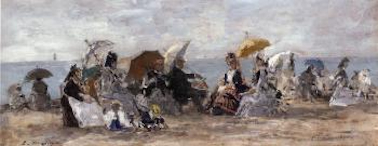 Scene de plage a Trouville by Eugène Boudin