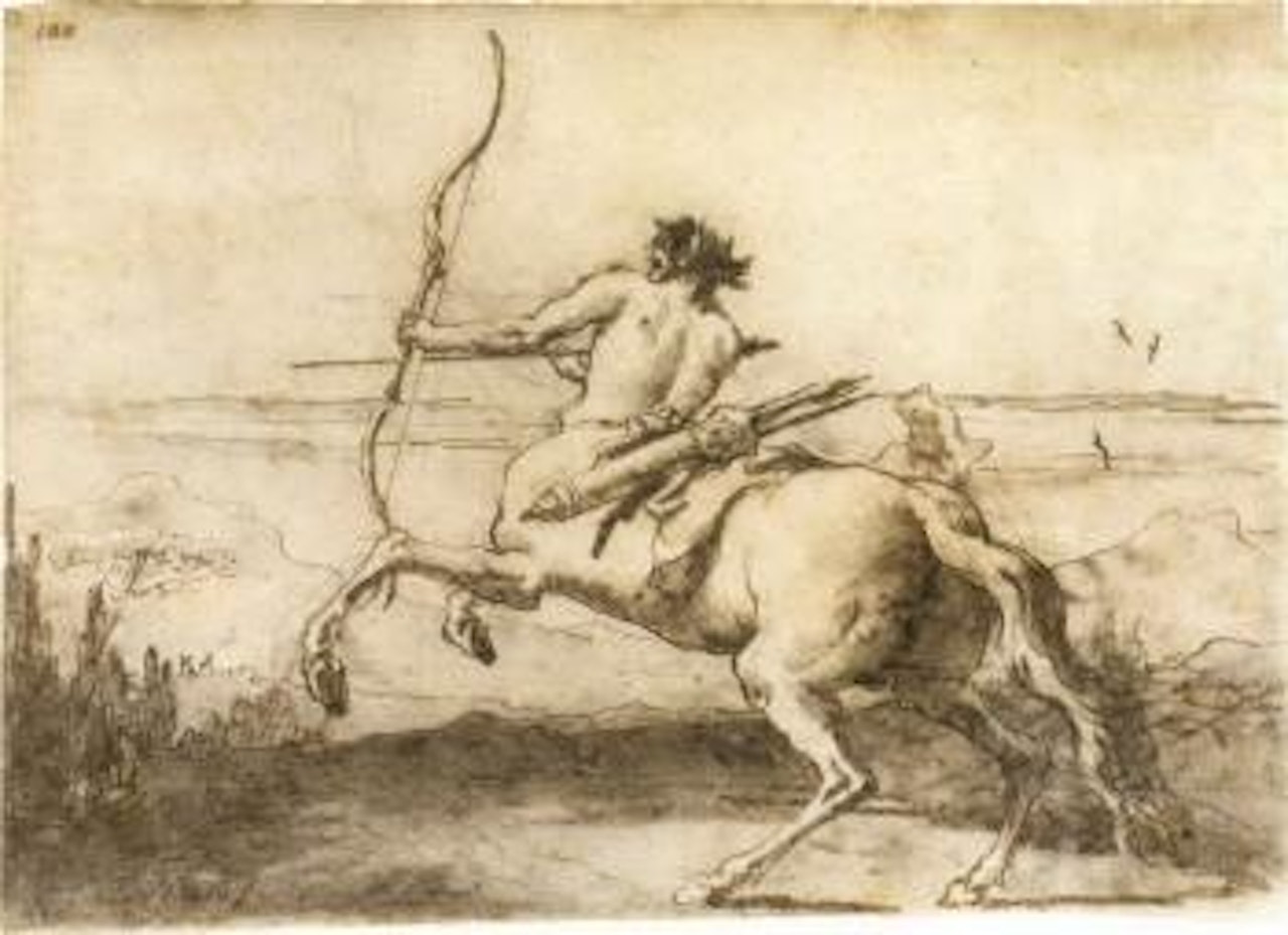 Centaur drawing a bow in a landscape by Giovanni Domenico Tiepolo