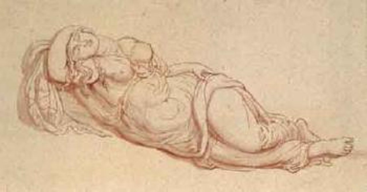 Reclining female nude by Thomas Rowlandson