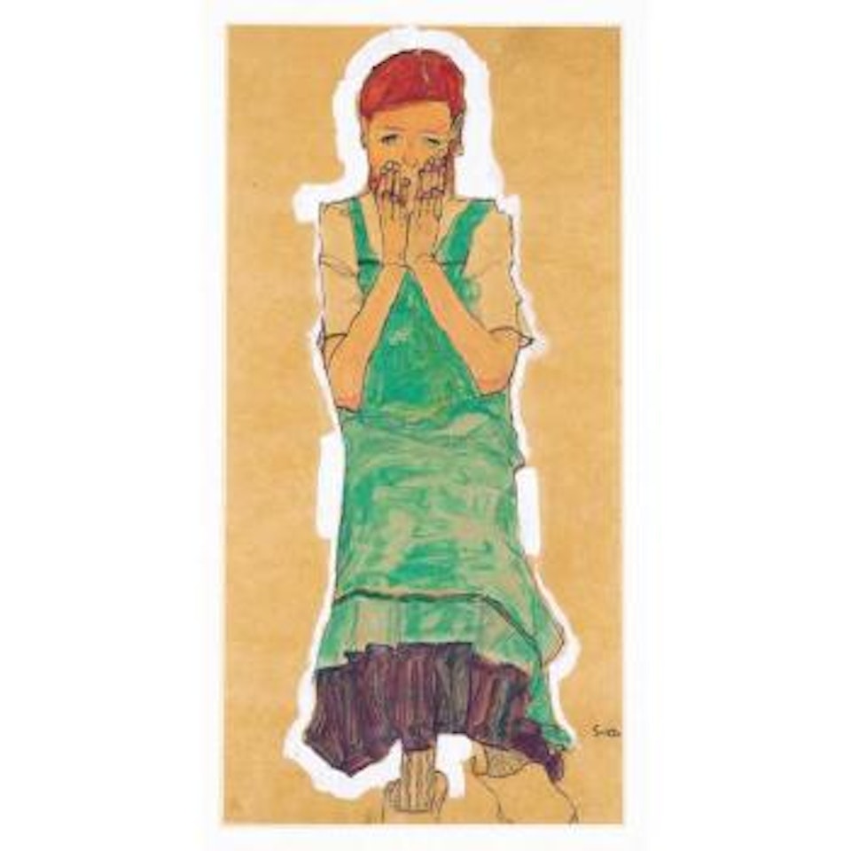 Girl with green pinafore by Egon Schiele