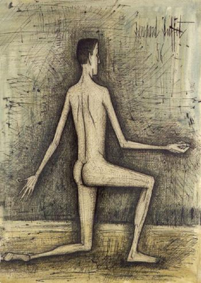Homme nu a genoux by Bernard Buffet