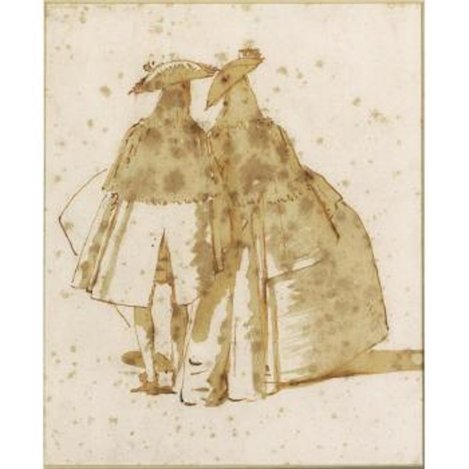 Two clocked figures seen from the rear by Giovanni Domenico Tiepolo