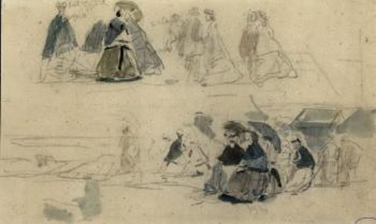 Personnages sur la plage by Eugène Boudin