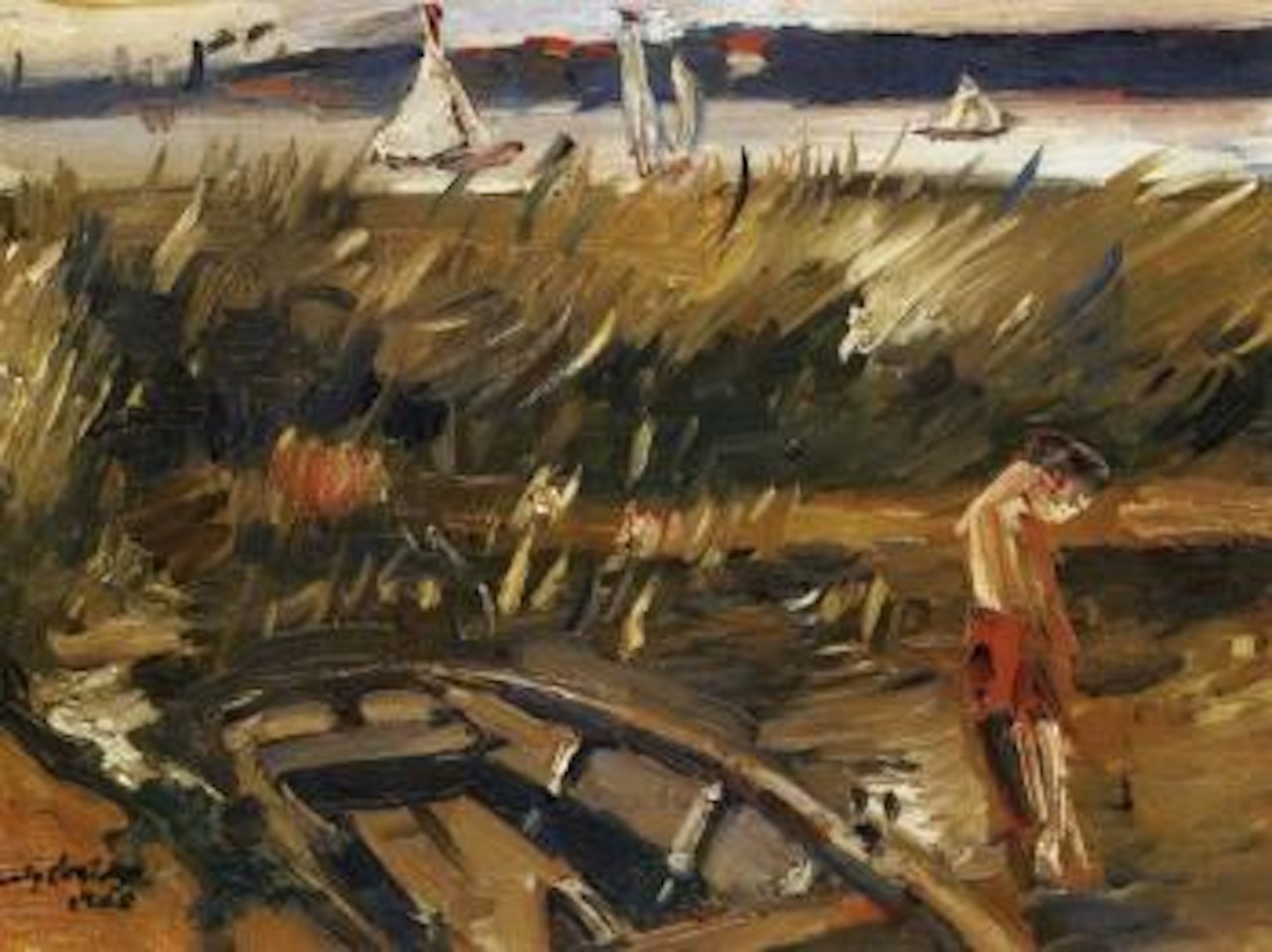 Kahn im Schilf am Muritzsee by Lovis Corinth