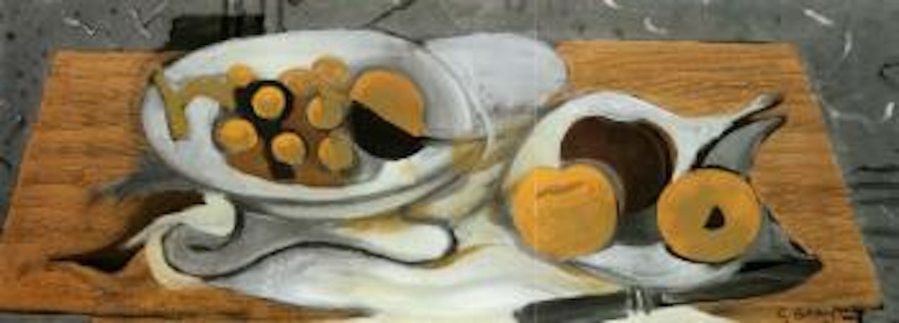 Compotier, fruits et couteau by Georges Braque