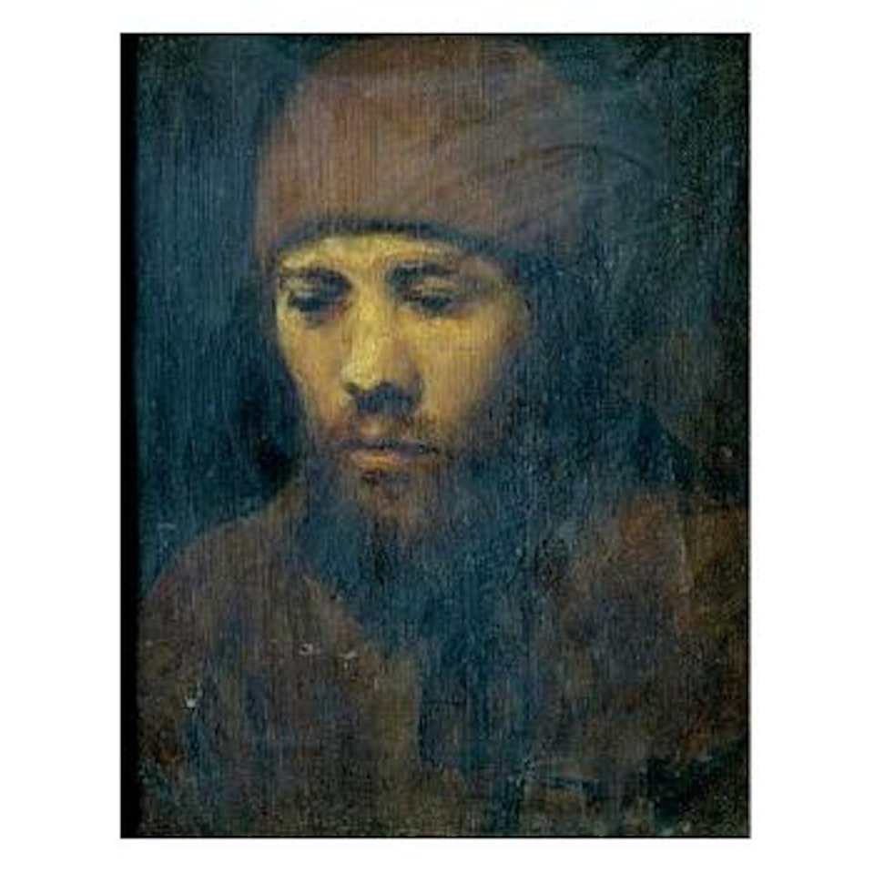 Portrait of a bearded young man wearing a cap by Attributed to Rembrandt Harmensz van Rijn
