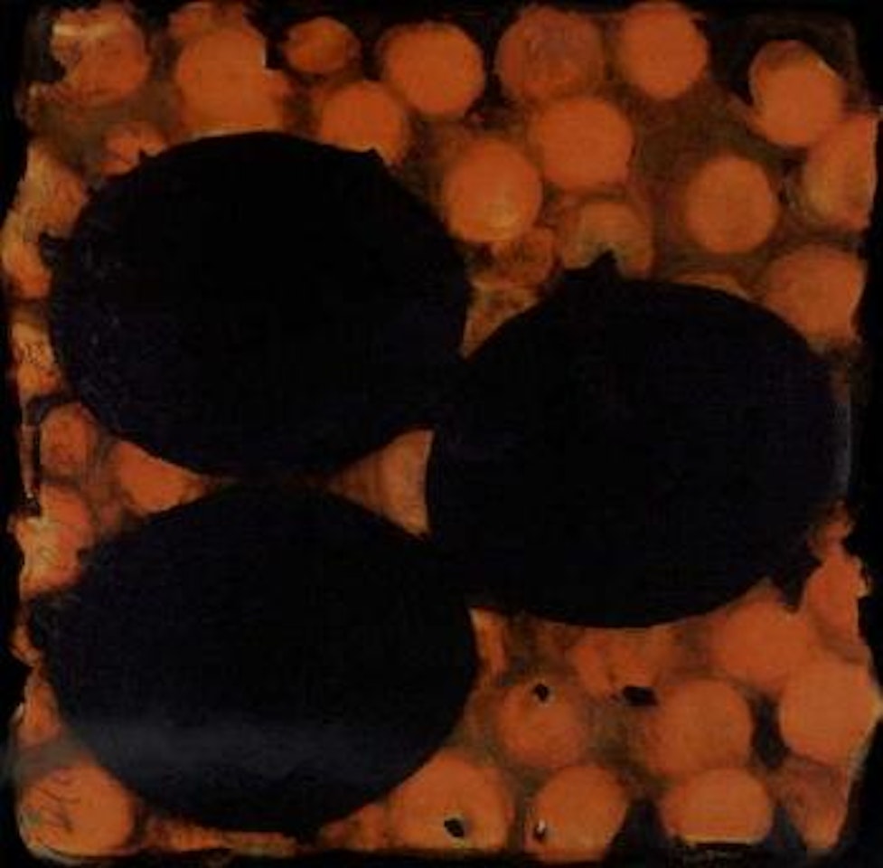 Black eggs and tomatoes by Donald Sultan