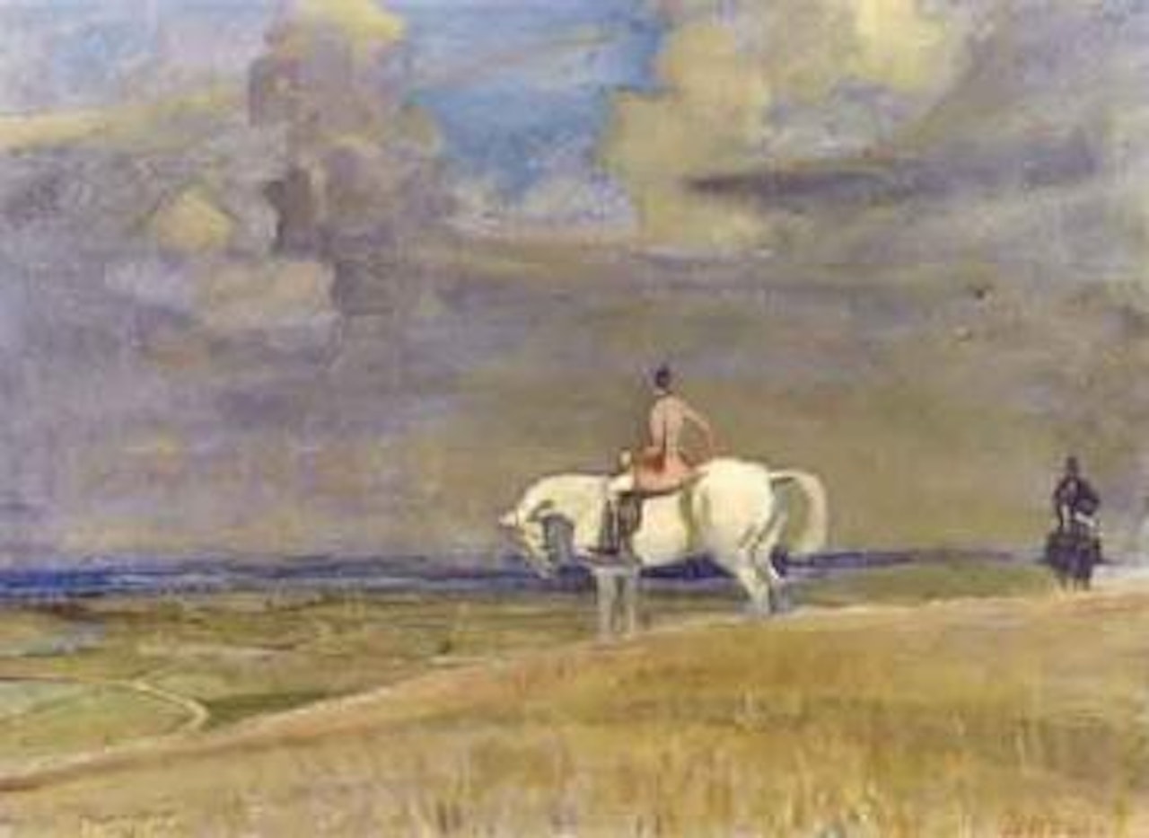Lost - two huntsmen on the Downs by Edward Seago