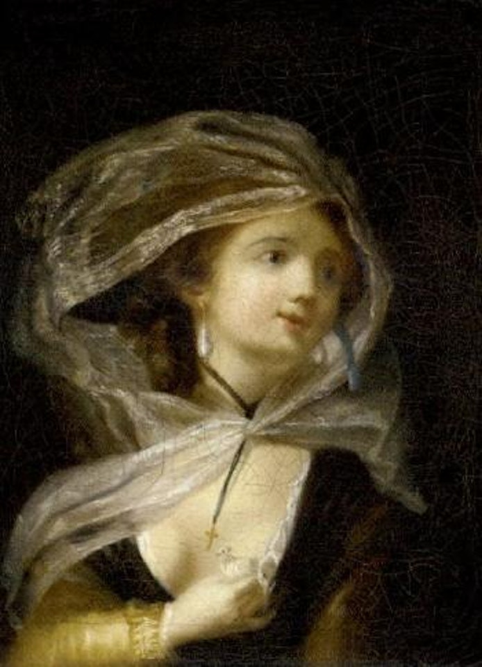 Young woman with a dove by Jean Frédéric Schall