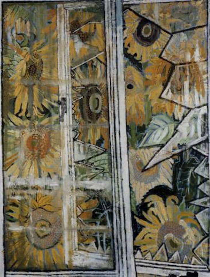 Window to smiling sunflowers by John Bratby