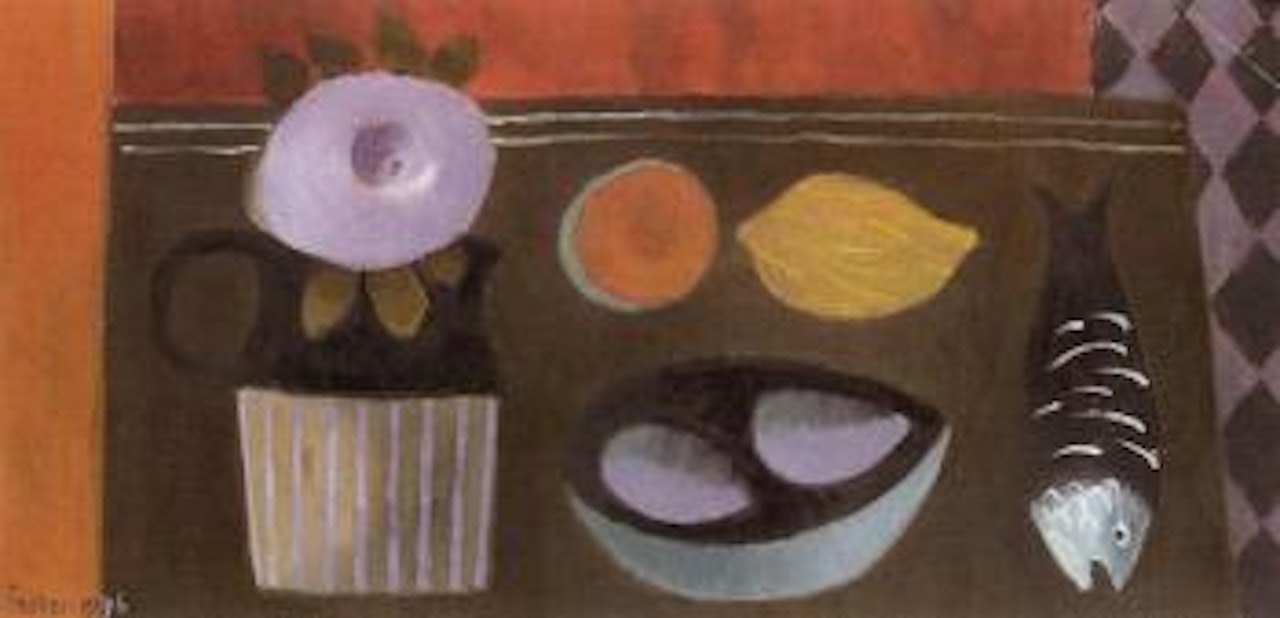 Still life with jug, lemon and fish by Mary Fedden