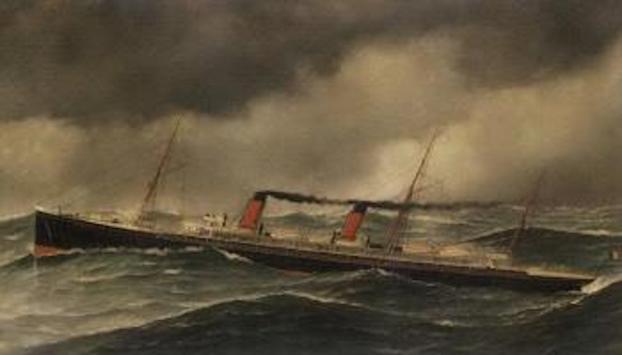 The French liner, La Touraine, in heavy seas by Antonio Jacobsen