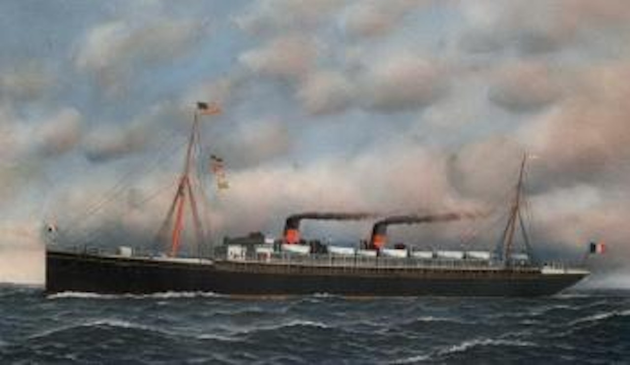 The French liner, La Touraine, outward bound for America by Antonio Jacobsen