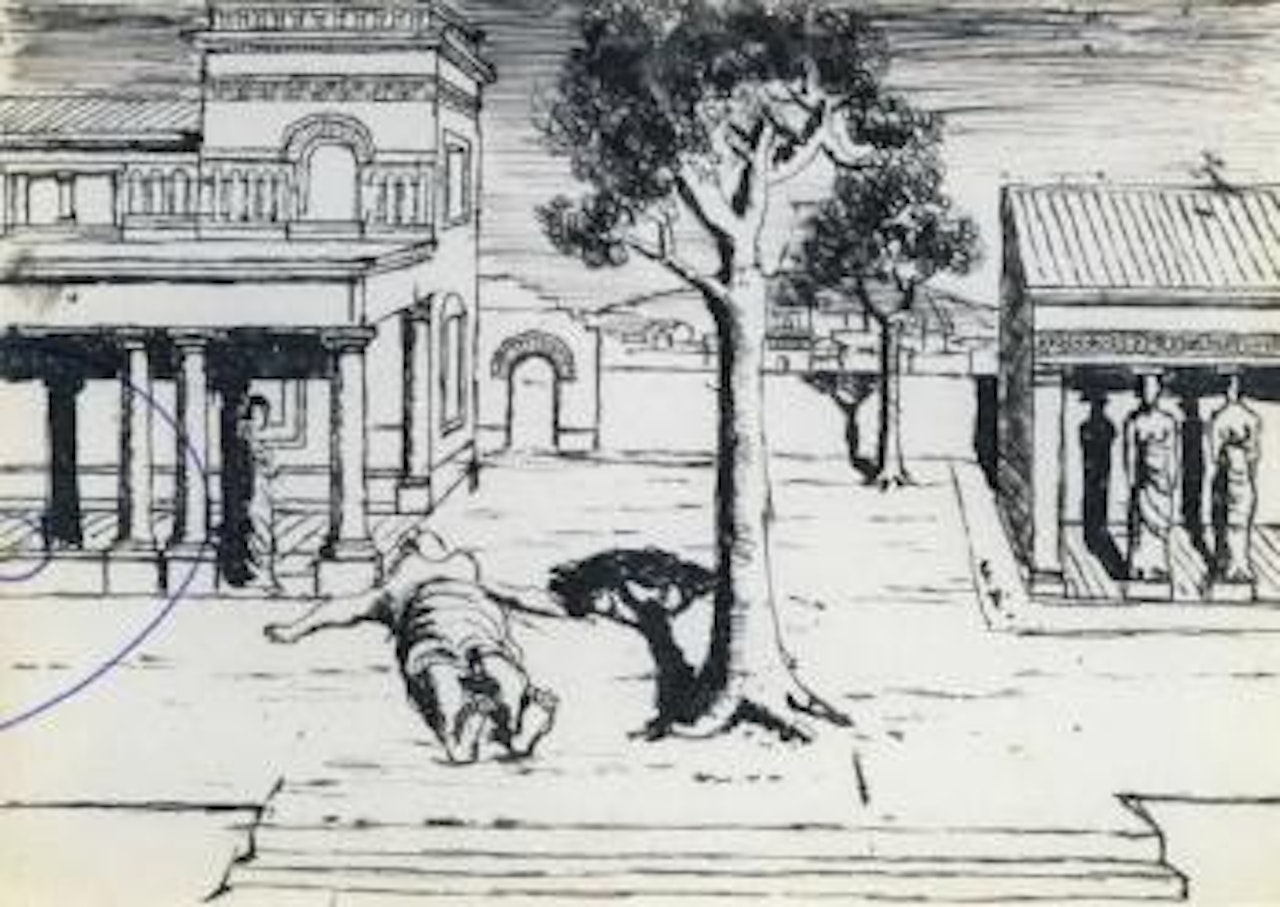 Etude de personnages et architectures et cariiatides by Paul Delvaux