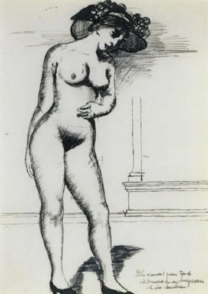 Etude de personnage avec chapeau by Paul Delvaux