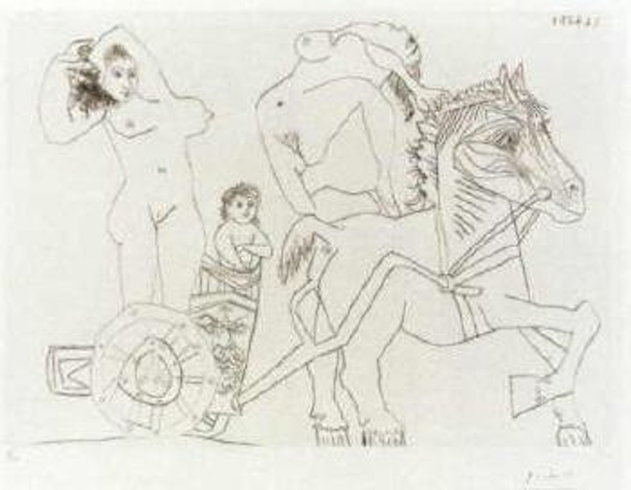 Femme et enfant sur un char Romain, avec une ecuyere-acrobate by Pablo Picasso