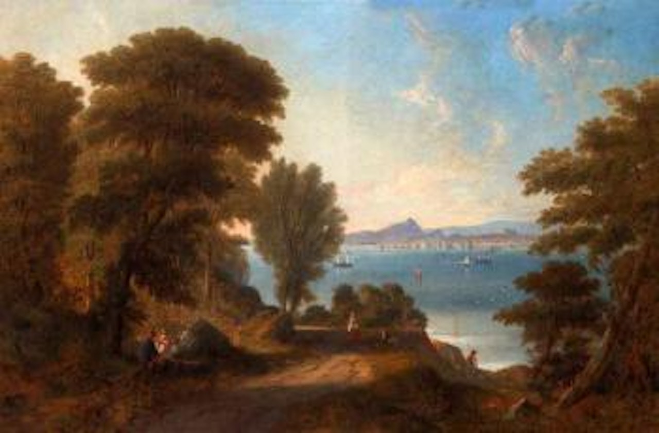 View across the Firth of Forth to Edinburgh, Castle, Holyrood Palace in the distance by John Wilson Carmichael