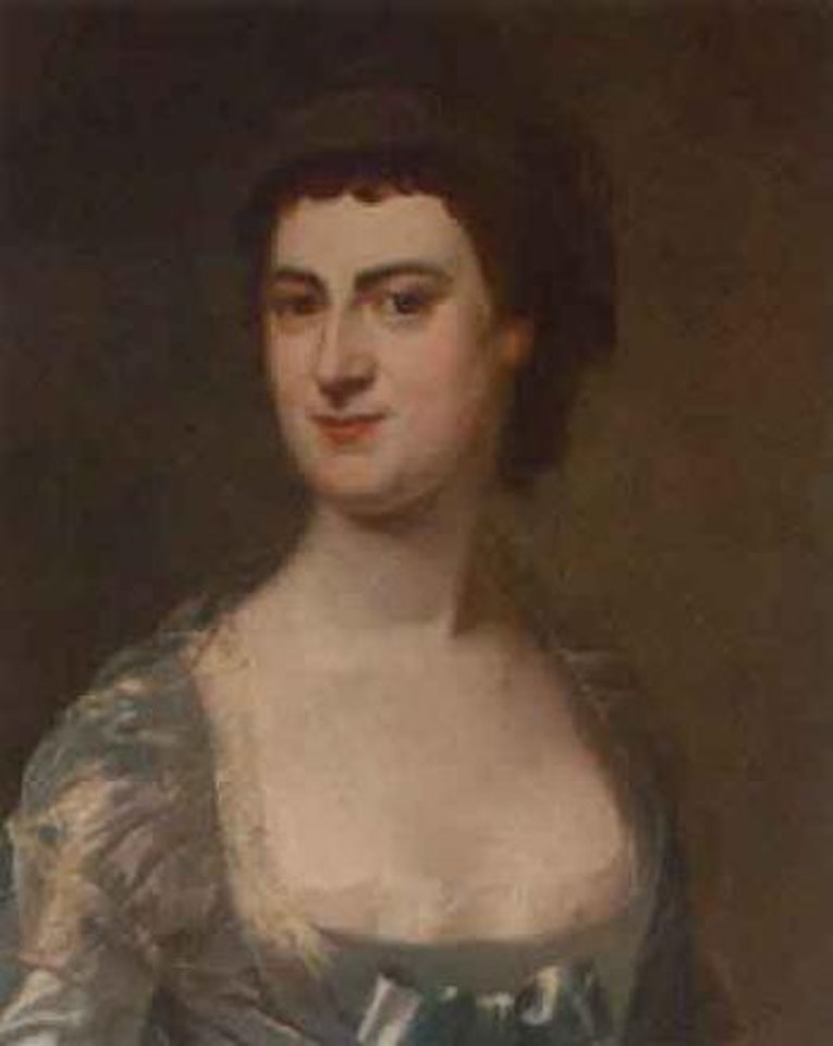 Portrait of Mrs Mary Knowles, in a blue dress by William Hoare of Bath