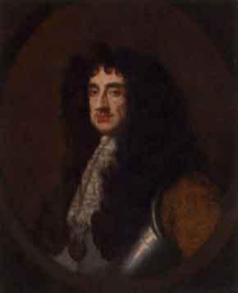 Portrait of King Charles II wearing breast plate and lace cravat by Sir Peter Lely
