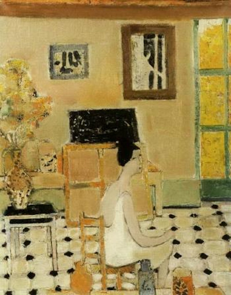 Chantal dans le petit atelier a Loupeigne by André Brasilier