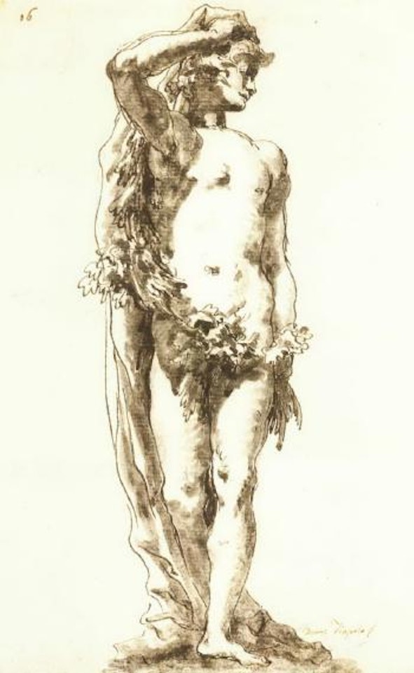 Bacchus tenant une draperie et une guirlande by Giovanni Domenico Tiepolo