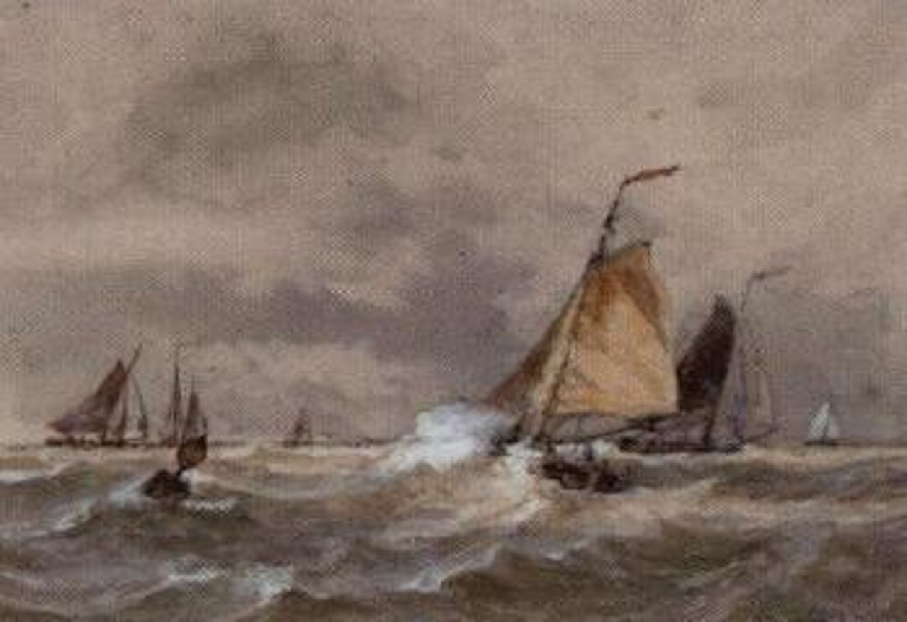 Dutch fishing vessels on the North Sea by Thomas Bush Hardy