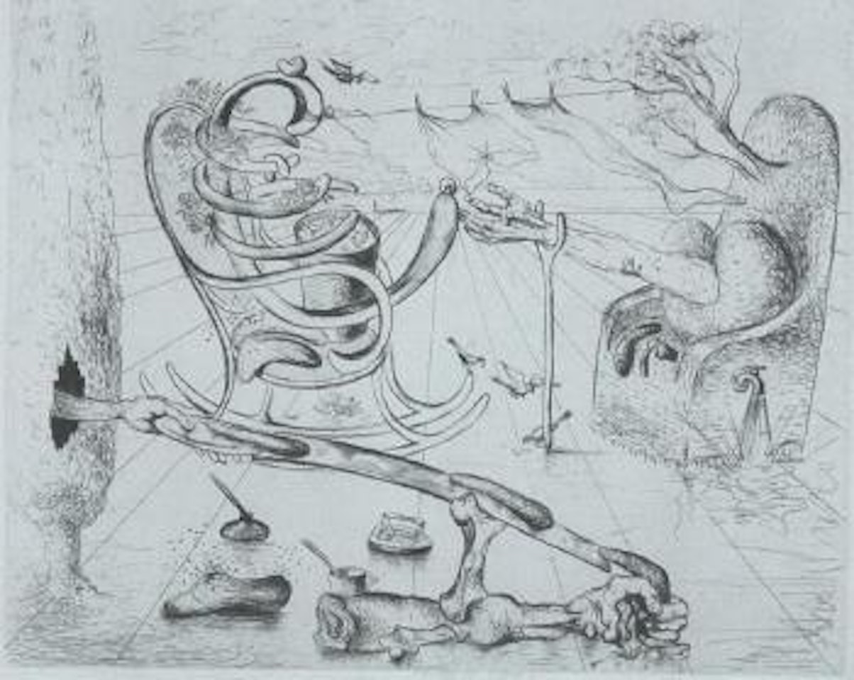 Fantastic beach scene by Salvador Dali