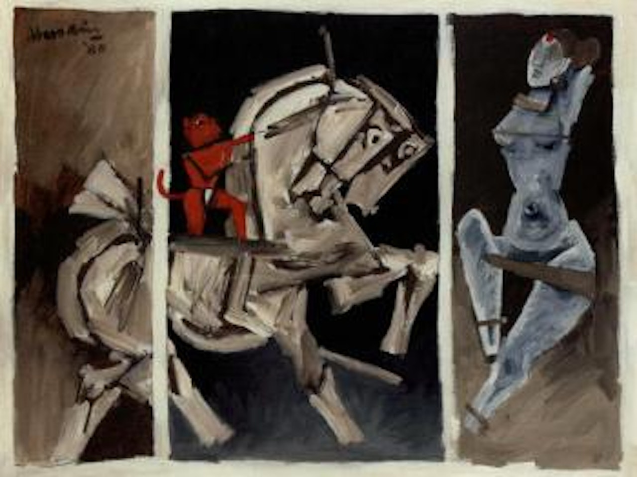 Maya with Hanuman by M.F. Husain