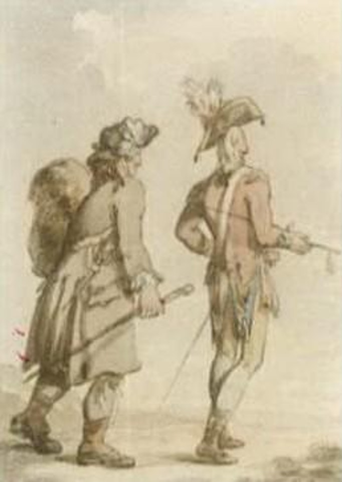Infantry officer with his soldier servant by Thomas Rowlandson