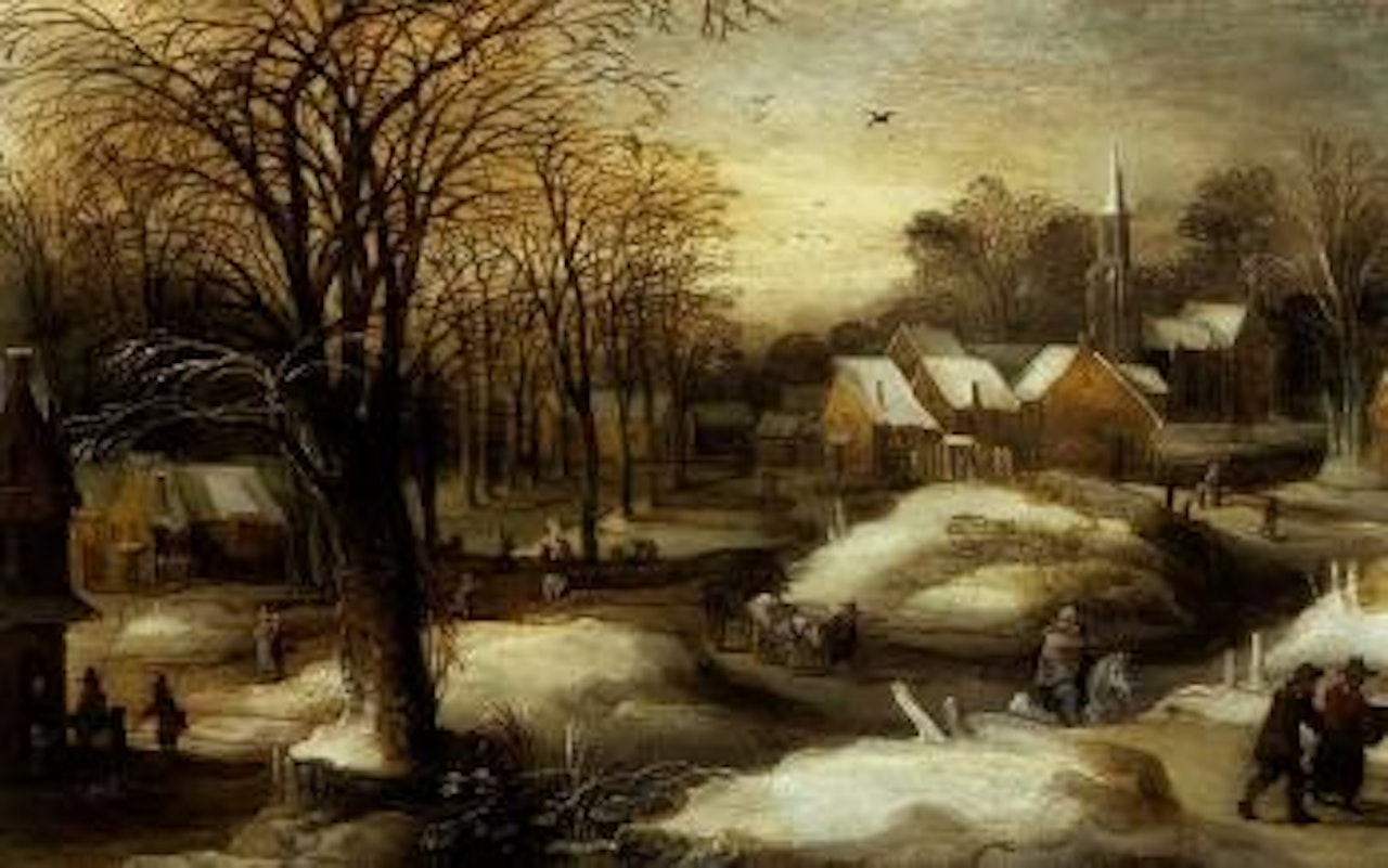 Vue d'un village enneige des Flandres by Joos de Momper the Younger