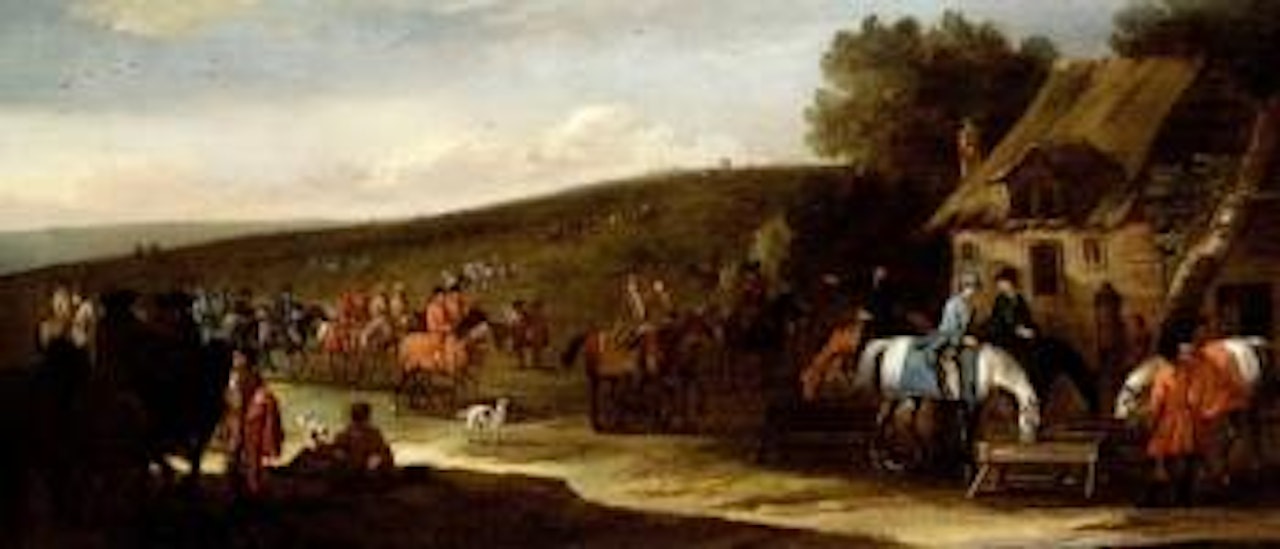 Racehorses and their jockeys returning to the stables by John Wootton